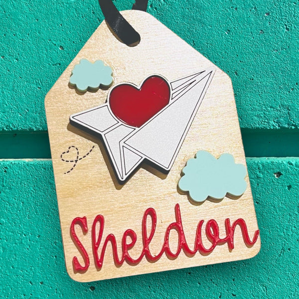 Valentines Paper Plane Gift Tag