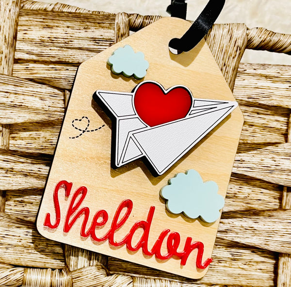 Valentines Paper Plane Gift Tag