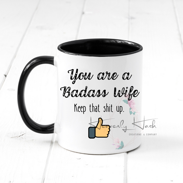 Badass Wife Leopard Lips with Candy Hearts 11oz Mug