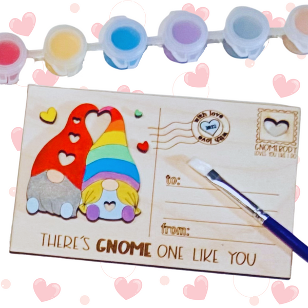 Valentine's Day "There's GNOME one like you" Wooden Paint-it-Yourself Postcard
