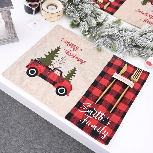 Buffalo Plaid Placemat with cutlery holder