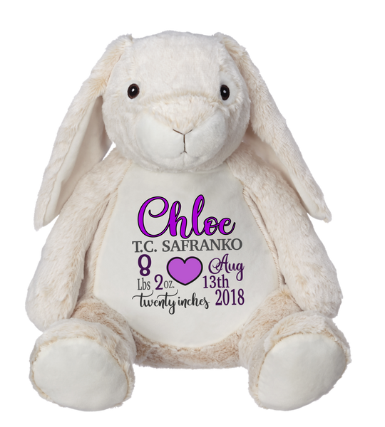 Bella Bunny (Personalized Birth Stat Plush)