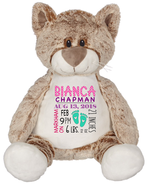 Clarie Cat (Personalized Birth Stat Plush)