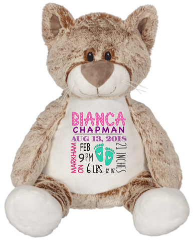 Clarie Cat (Personalized Birth Stat Plush)