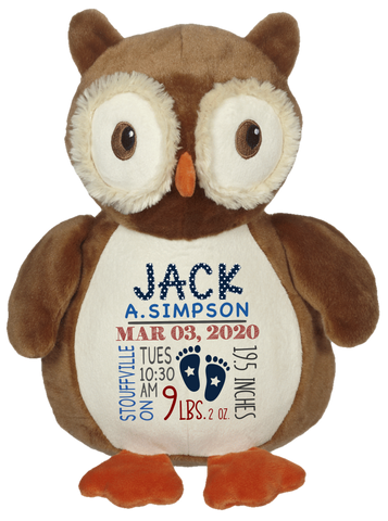 Okie Owl (Personalized Birth Stat Plush)