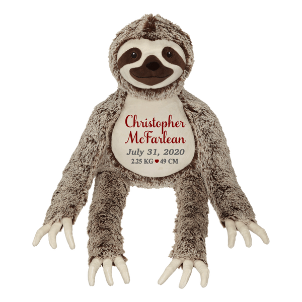 Silvano Long Leg Sloth (Personalized Birth Stat Plush)