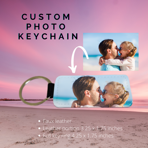 Custom Photo Faux Leather Keychain