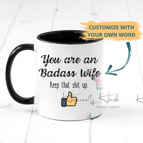 Badass Wife Leopard Lips with Candy Hearts 11oz Mug