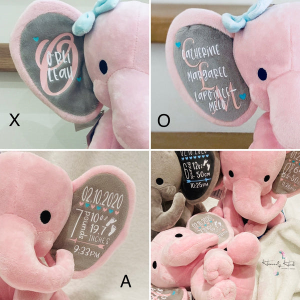 Personalized Birth Stat Elephant (Pink)