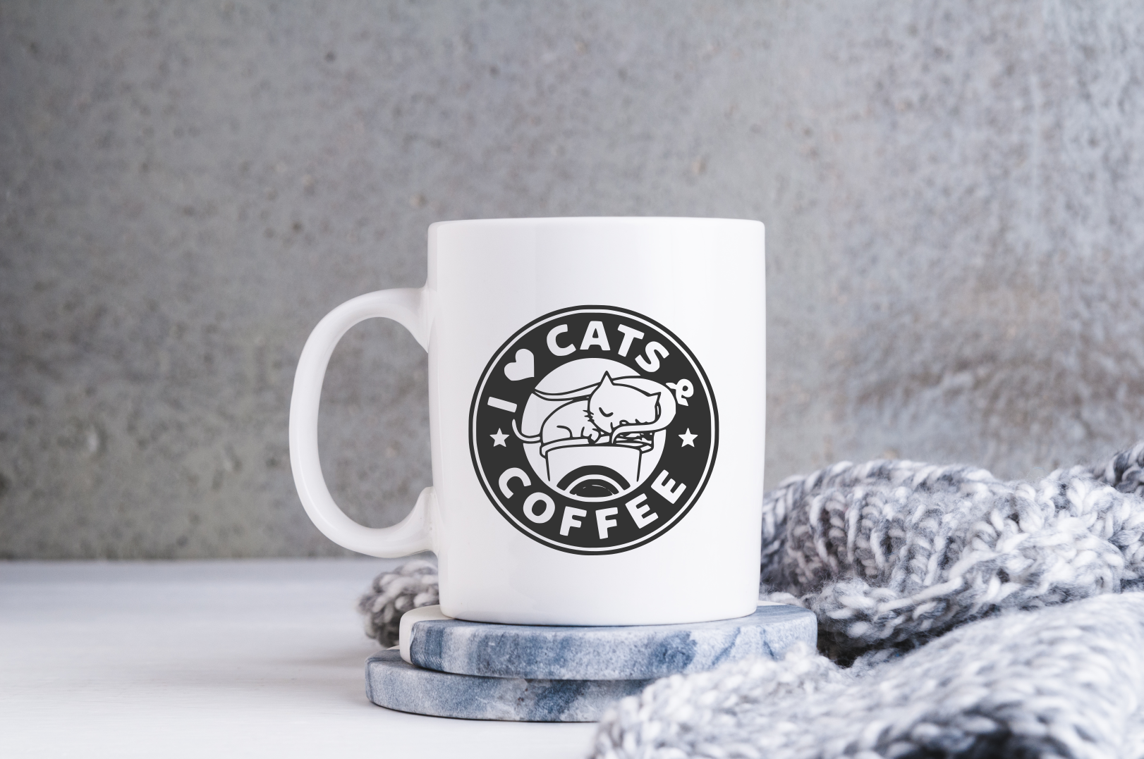 Fun Coffee Mug - I LOVE CATS & COFFEE