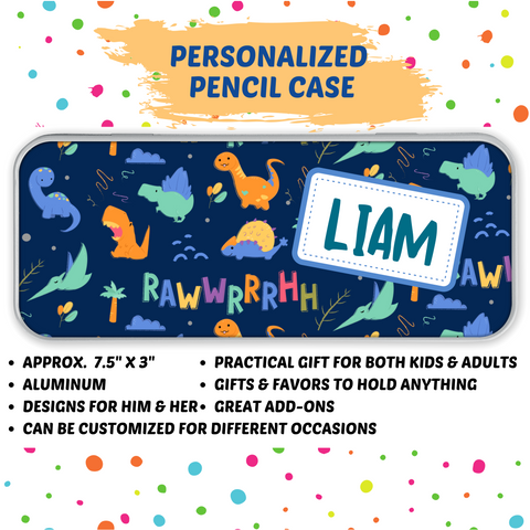 NEW!! Personalized Tin Pencil / Storage Case (Boy Design)