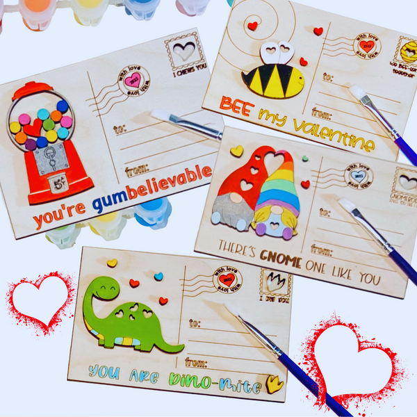 Valentine's Day "You are Dino-Mite" Wooden Paint-it-Yourself Postcard