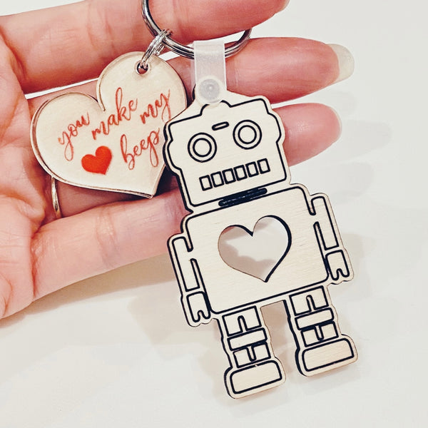 Keychain - Robot : You make my heart beep