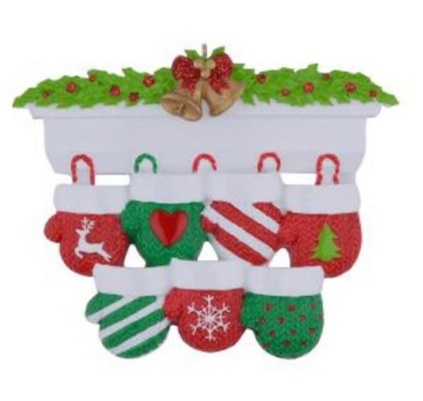 Christmas Ornaments - Mittens on mantle