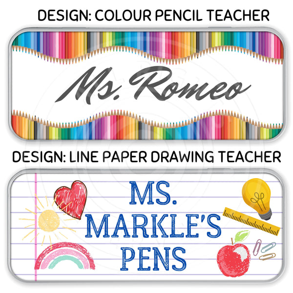 NEW!! Personalized Tin Pencil / Storage Case (Teacher Design)