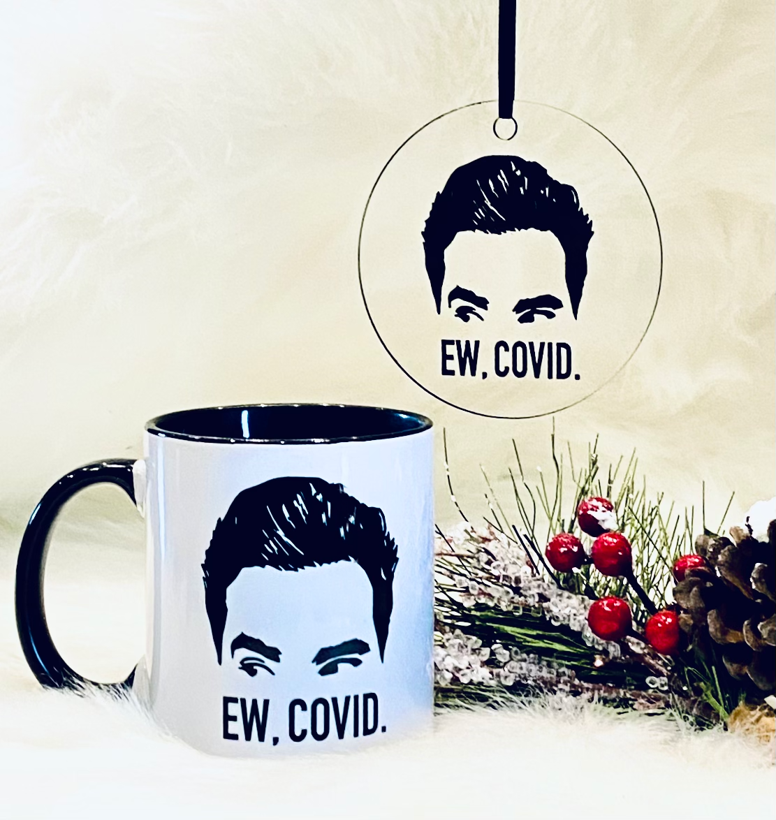 Ew Covid Ornament Mug Set