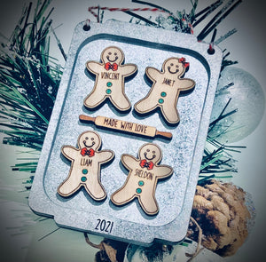 Gingerbread family on Baking pan Ornament